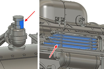 逆止弁と冷却管の補強